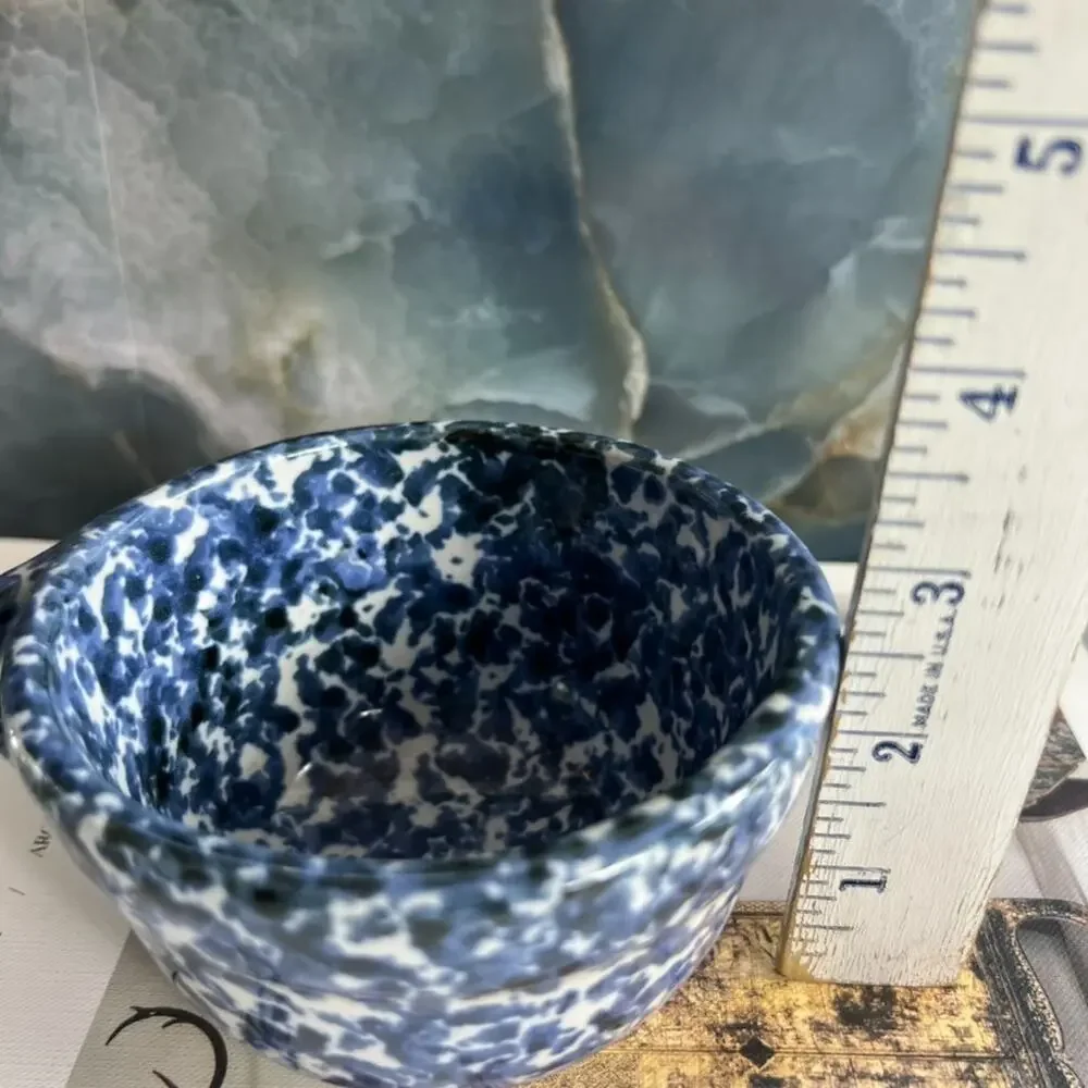 Arts North Pottery Side Dish Bowl Speckled Blue and White Design Stoneware